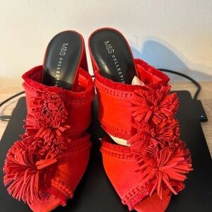 Marks & Spencer Vibrant Red Mules with Tassel Design